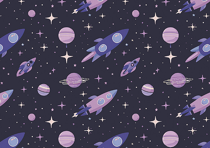 Rocket Adventure, Ultraviolet - Roman Blind - Image 7